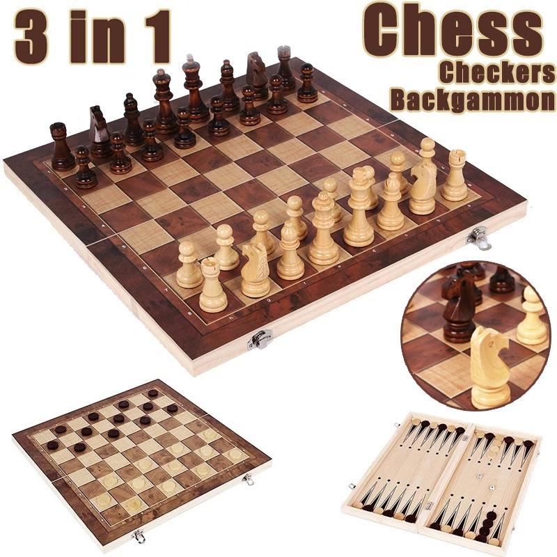 Magnetic Travel Chess - 3 in 1 Chess Board, Folding